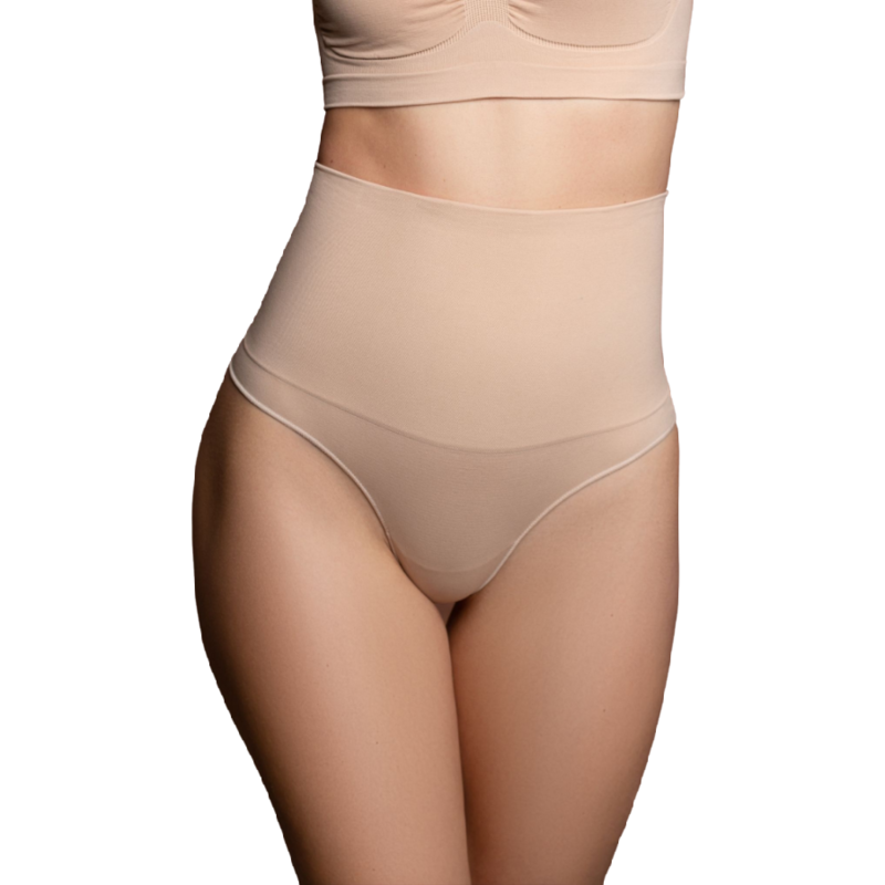 BYE-BRA - FAJA SIN COSTURAS ESTILO TANGA BEIGE TALLA M - Imagen 4