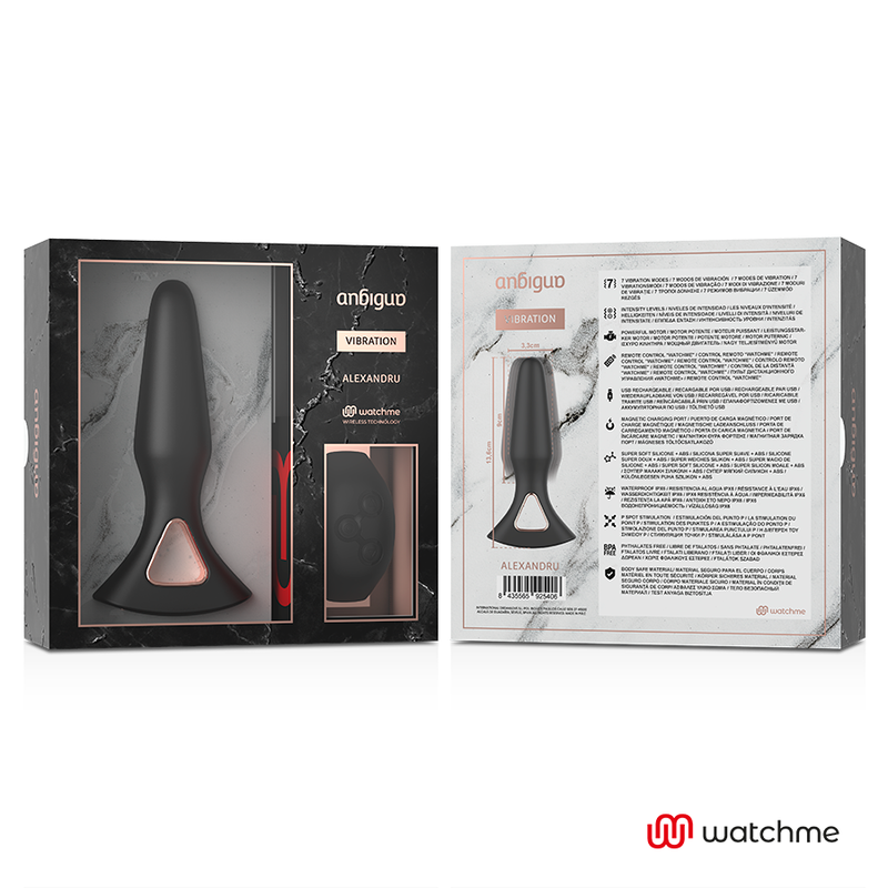 ANBIGUO - WATCHME CONTROL REMOTO VIBRADOR PLUG ANAL ALEXANDRU - Imagen 8