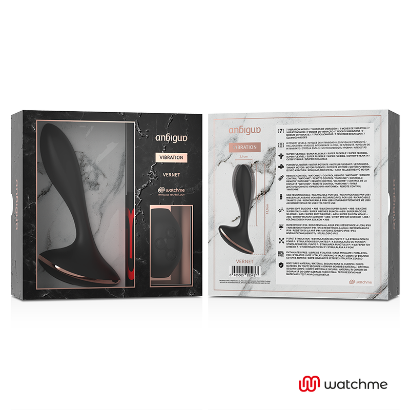 ANBIGUO - WATCHME CONTROL REMOTO VIBRADOR PLUG ANAL VERNET - Imagen 8
