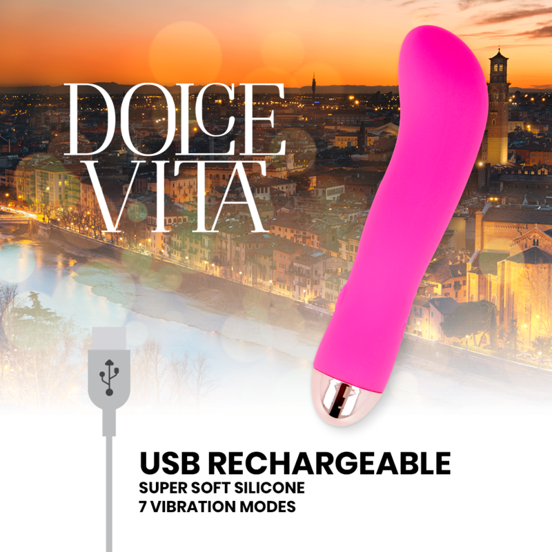 DOLCE VITA - VIBRADOR RECARGABLE TWO ROSA 7 VELOCIDADES - Imagen 2