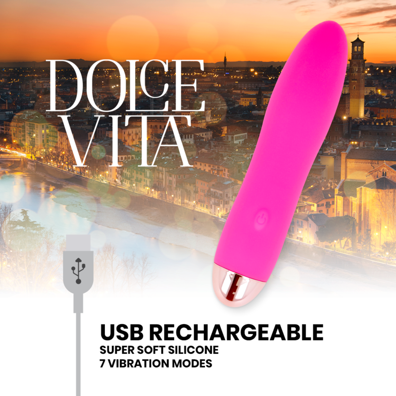 DOLCE VITA - VIBRADOR RECARGABLE FOUR ROSA 7 VELOCIDADES - Imagen 2
