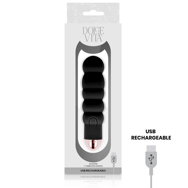 DOLCE VITA - VIBRADOR RECARGABLE SIX NEGRO 7 VELOCIDADES - Imagen 2