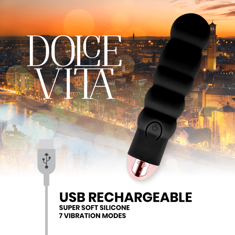DOLCE VITA - VIBRADOR RECARGABLE SIX NEGRO 7 VELOCIDADES - Imagen 3