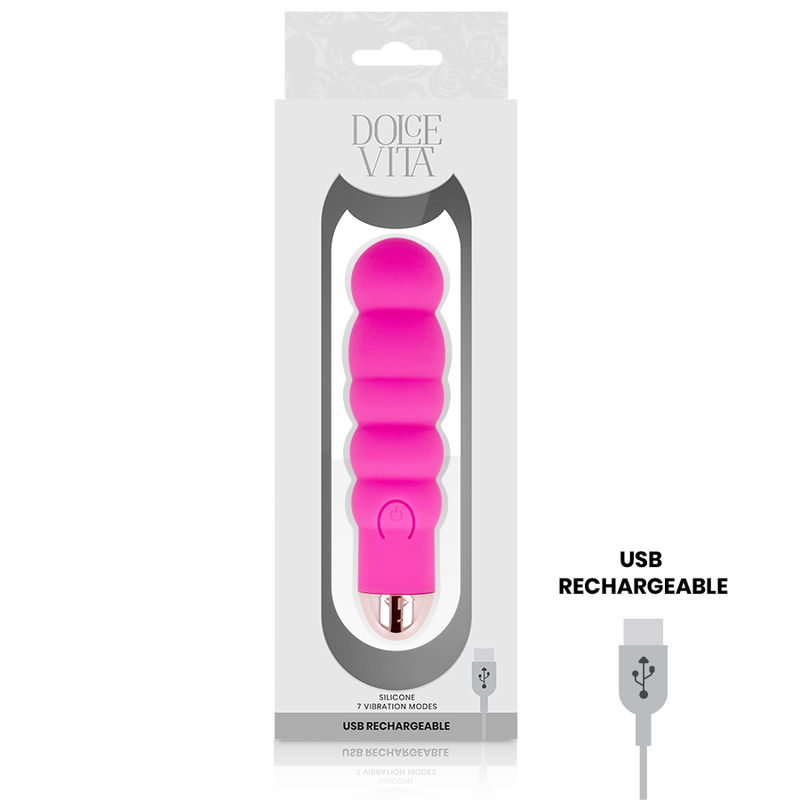 DOLCE VITA - VIBRADOR RECARGABLE SIX ROSA 7 VELOCIDADES - Imagen 2