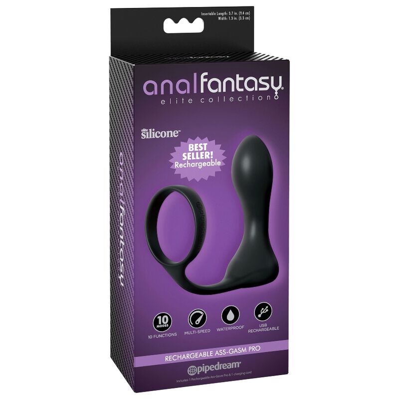 ANAL FANTASY ELITE – ASS-GASM PRO ANILLO VIBRADOR Y MASAJEADOR DE PRÓSTATA RECARGABLE - Imagen 3
