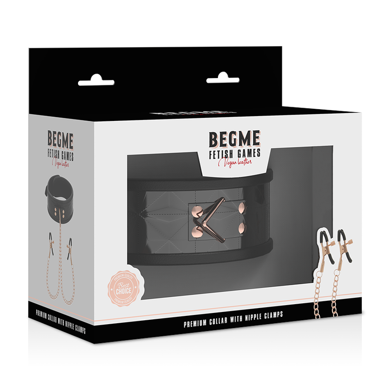 BEGME - BLACK EDITION COLLAR CON CADENAS Y PINZAS PEZONES CON FORRO DE NEOPRENO - Imagen 3