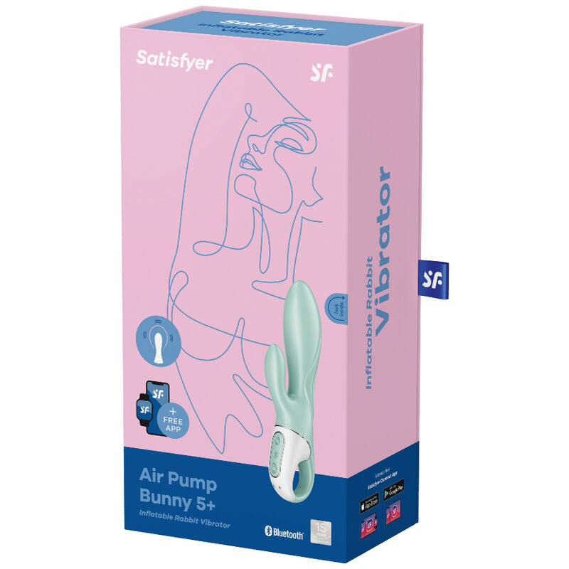 SATISFYER - AIR PUMP BUNNY 5+ VIBRADOR RABBIT INFLABLE APP VERDE - Imagen 4