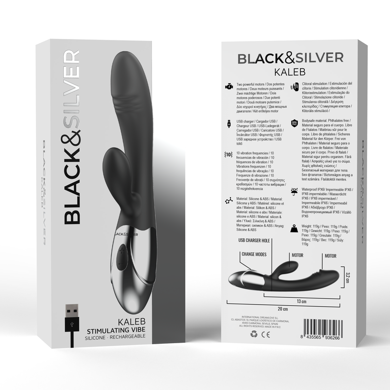 BLACK&SILVER - KALEB VIBRADOR RABBIT SILICON MILTI FUNCION - Imagen 7