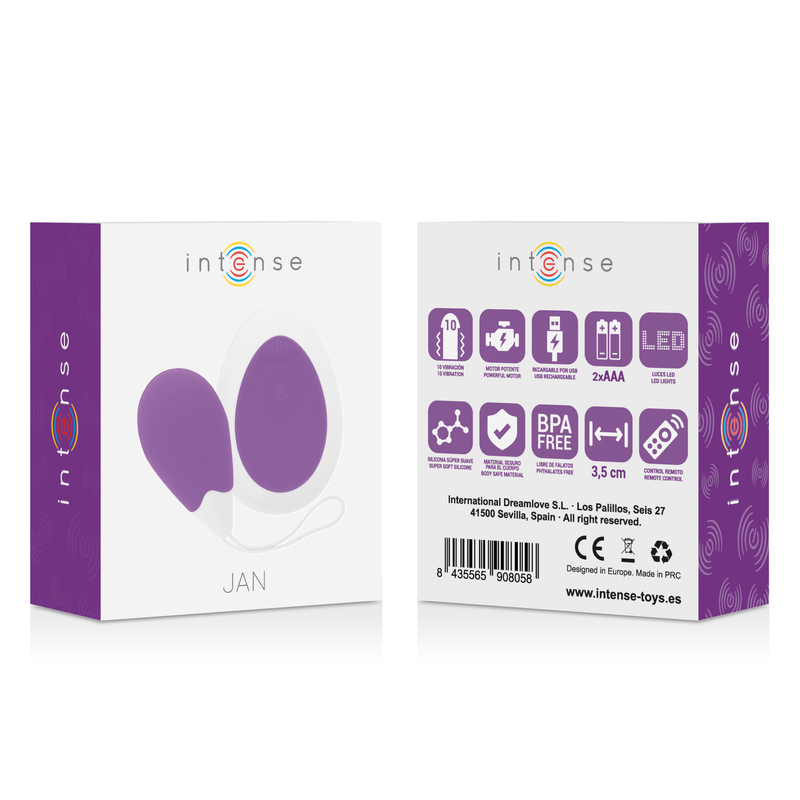 INTENSE - JAN HUEVO VIBRADOR CONTROL REMOTO LILA - Imagen 2