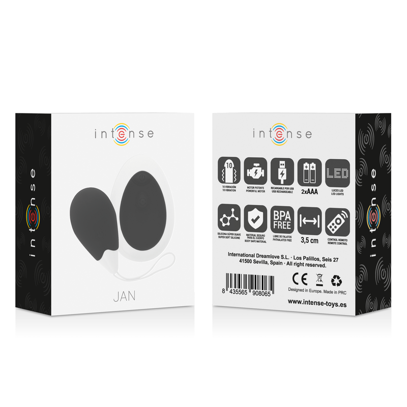 INTENSE - JAN HUEVO VIBRADOR CONTROL REMOTO NEGRO - Imagen 4