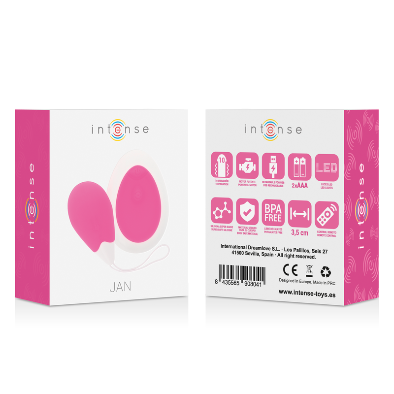INTENSE - JAN HUEVO VIBRADOR CONTROL REMOTO ROSA - Imagen 2