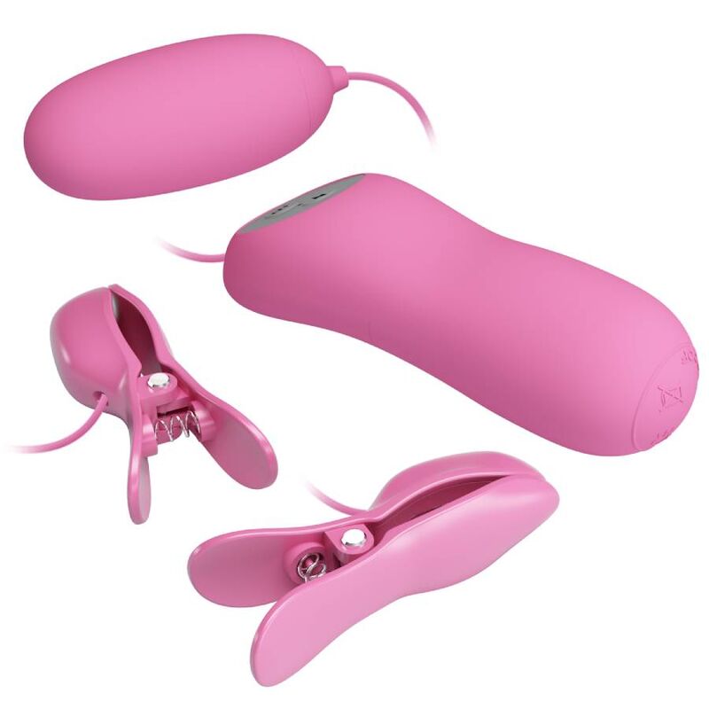 PRETTY LOVE - PINZAS CON VIBRACIÓN Y ELETROSHOCK ROSA - Imagen 2