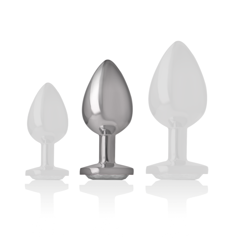 INTENSE - PLUG ANAL METAL ALUMINIO CON CRISTAL PLATA TALLA M - Imagen 3