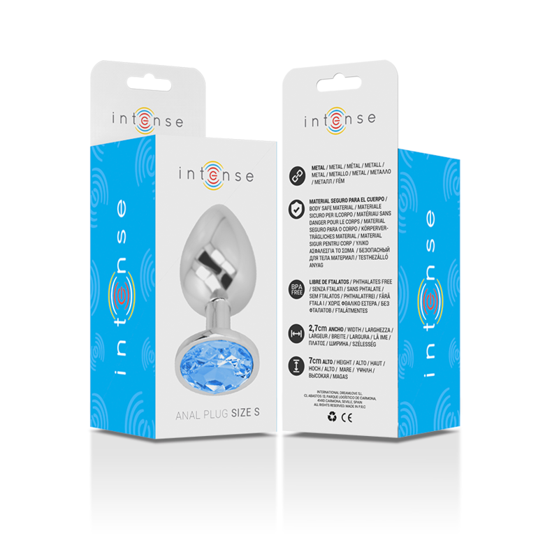 INTENSE - PLUG ANAL METAL ALUMINIO CON CRISTAL AZUL TALLA S - Imagen 2