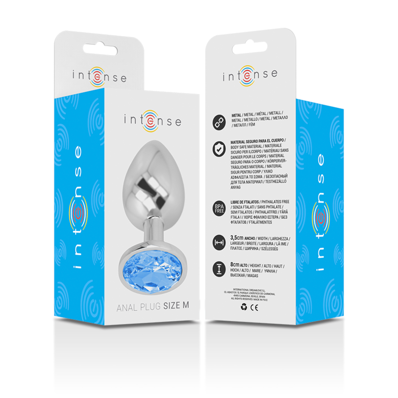 INTENSE - PLUG ANAL METAL ALUMINIO CON CRISTAL AZUL TALLA M - Imagen 5