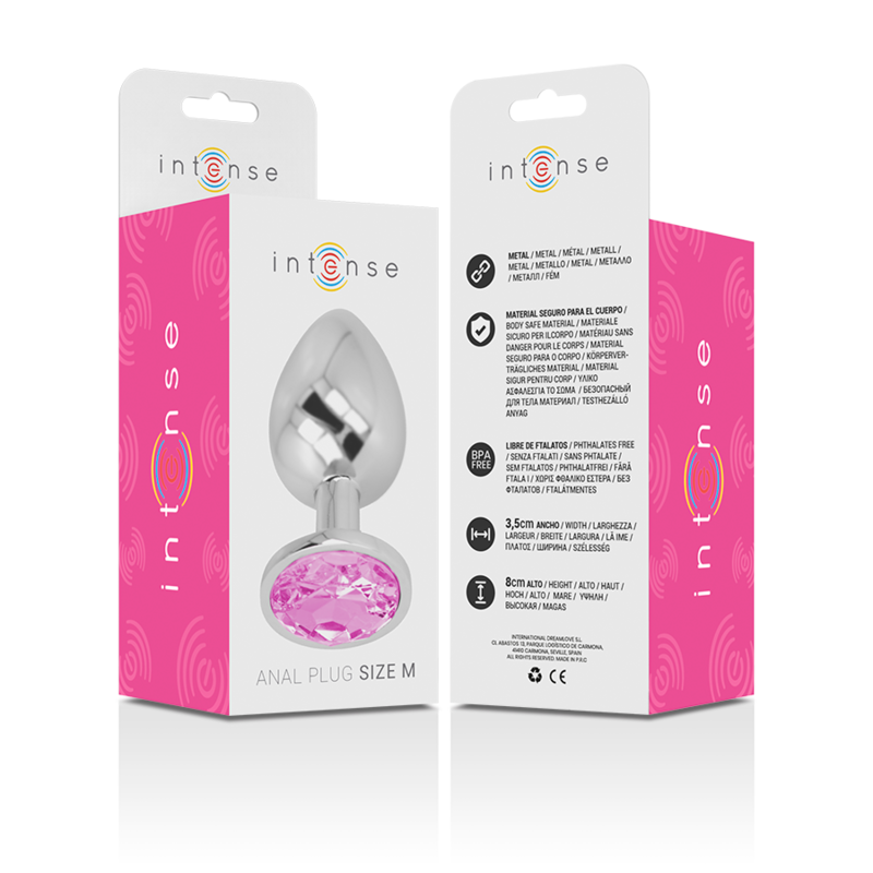 INTENSE - PLUG ANAL METAL ALUMINIO CON CRISTAL ROSA TALLA M - Imagen 5