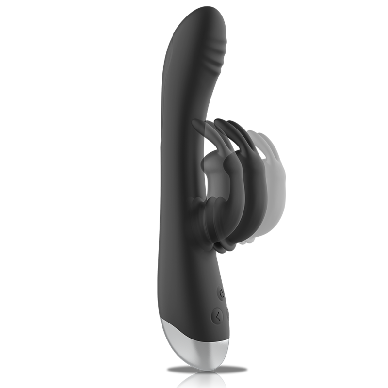 BLACK&SILVER - DJ. ADAM ESTIMULADOR RABBIT SILICONA RECARGABLE NEGRO - Imagen 5