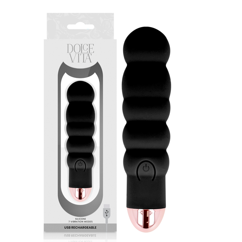 DOLCE VITA - VIBRADOR RECARGABLE SIX NEGRO 7 VELOCIDADES - Imagen 4