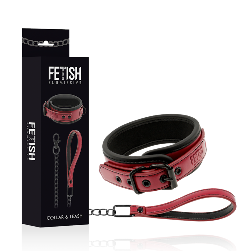 FETISH SUBMISSIVE DARK ROOM - COLLAR CON CADENA CON FORRO DE NEOPRENO - Imagen 8