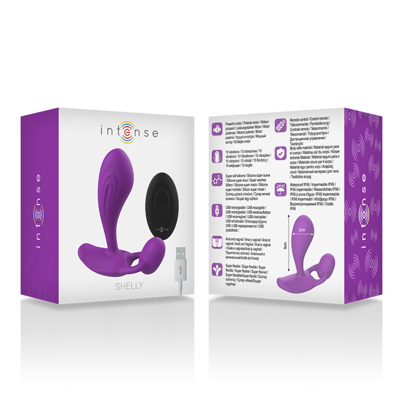 INTENSE - SHELLY DUO ANAL-PERINEO , VAGINAL-CLITORIS REMOTO MORADO - Imagen 2