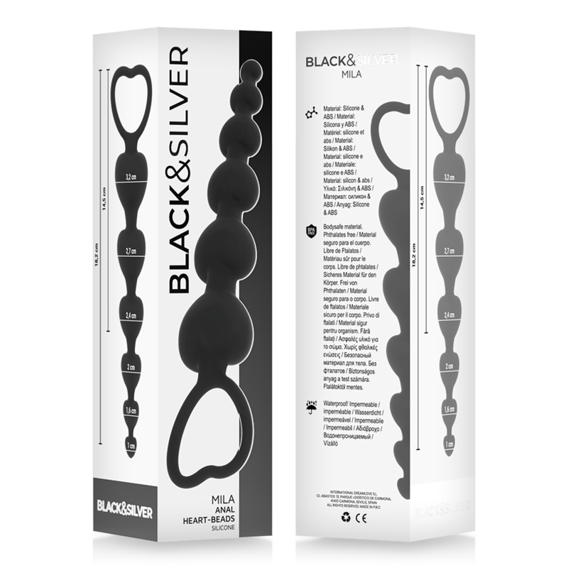 BLACK&SILVER - MILA CADENA ANAL DE CORAZONES 18 CM - Imagen 3