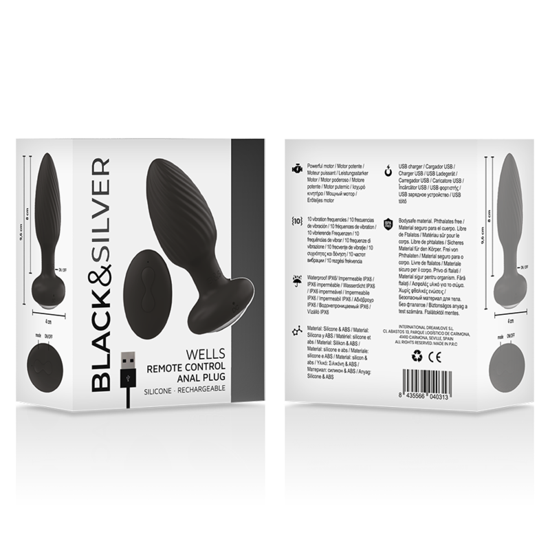BLACK&SILVER - WELLS PLUG ROTADOR ANAL SILICONA CONTROL REMOTO - Imagen 3