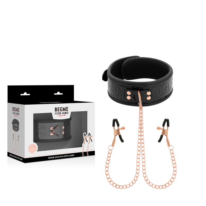 BEGME - BLACK EDITION COLLAR CON CADENAS Y PINZAS PEZONES CON FORRO DE NEOPRENO - Imagen 6