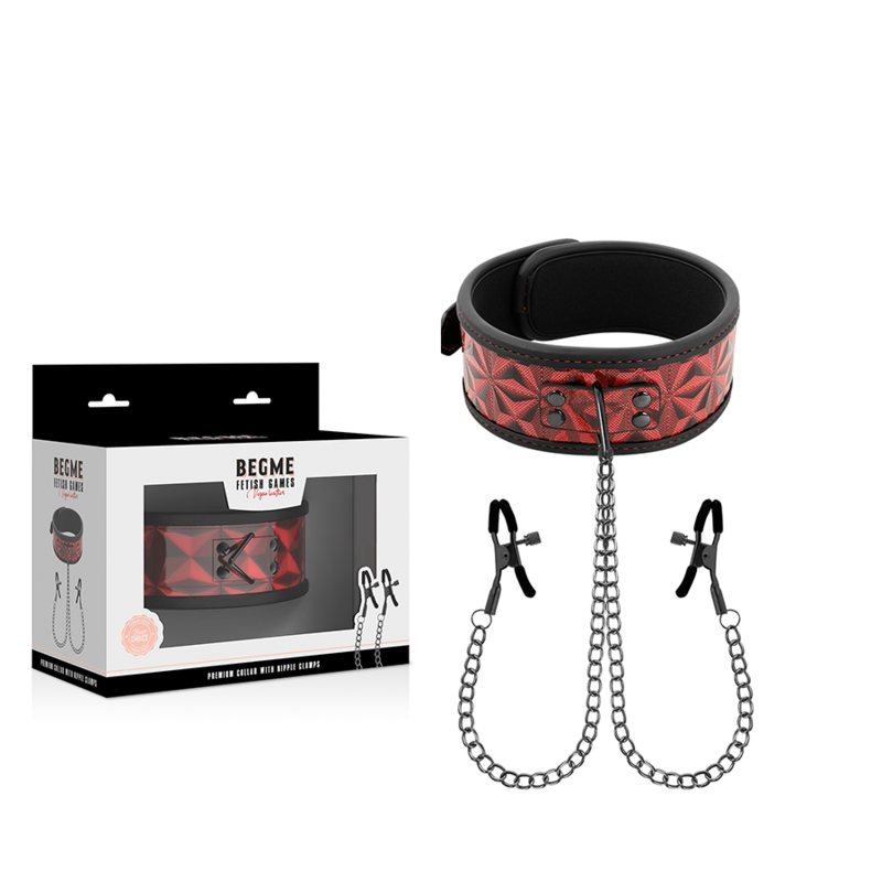 BEGME - RED EDITION COLLAR CON CADENAS Y PINZAS PEZONES CON FORRO DE NEOPRENO - Imagen 6