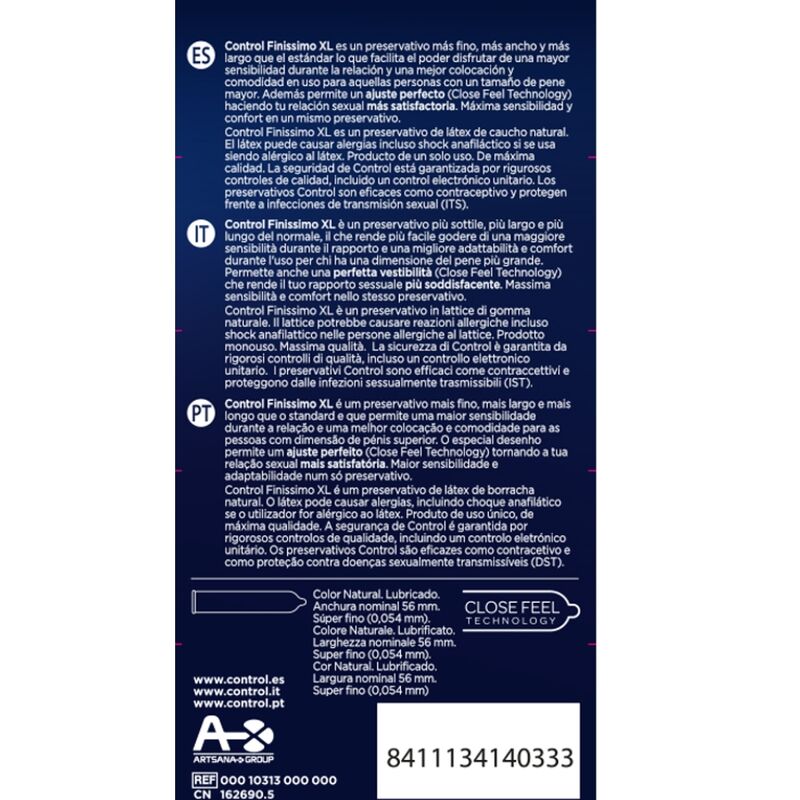 CONTROL - FINISSIMO XL PRESERVATIVOS 12 UNIDADES - Imagen 2