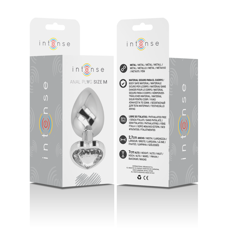INTENSE - PLUG ANAL METAL ALUMINIO CORAZÓN BLANCO TALLA M - Imagen 4