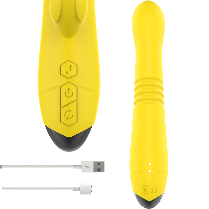 INTENSE - TOKY VIBRADOR MULTIFUNCIÓN RECARGABLE UP & DOWN CON ESTIMULADOR DE CLITORIS AMARILLO - Imagen 2