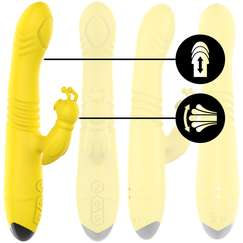 INTENSE - TOKY VIBRADOR MULTIFUNCIÓN RECARGABLE UP & DOWN CON ESTIMULADOR DE CLITORIS AMARILLO - Imagen 4
