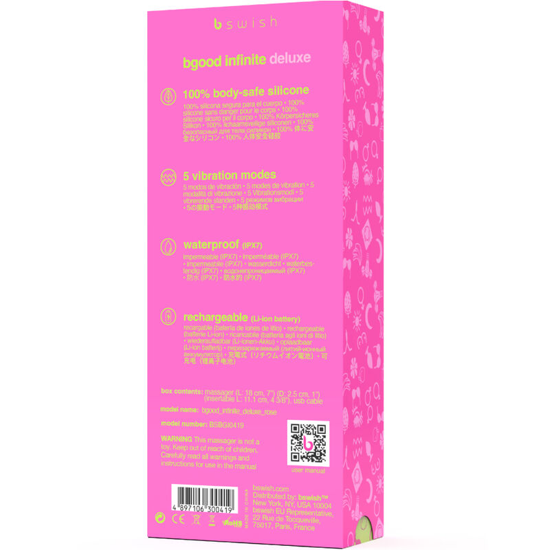 B SWISH - BGOOD INFINITE DELUXE VIBRADOR RECARGABLE SILICONA ROSA - Imagen 4