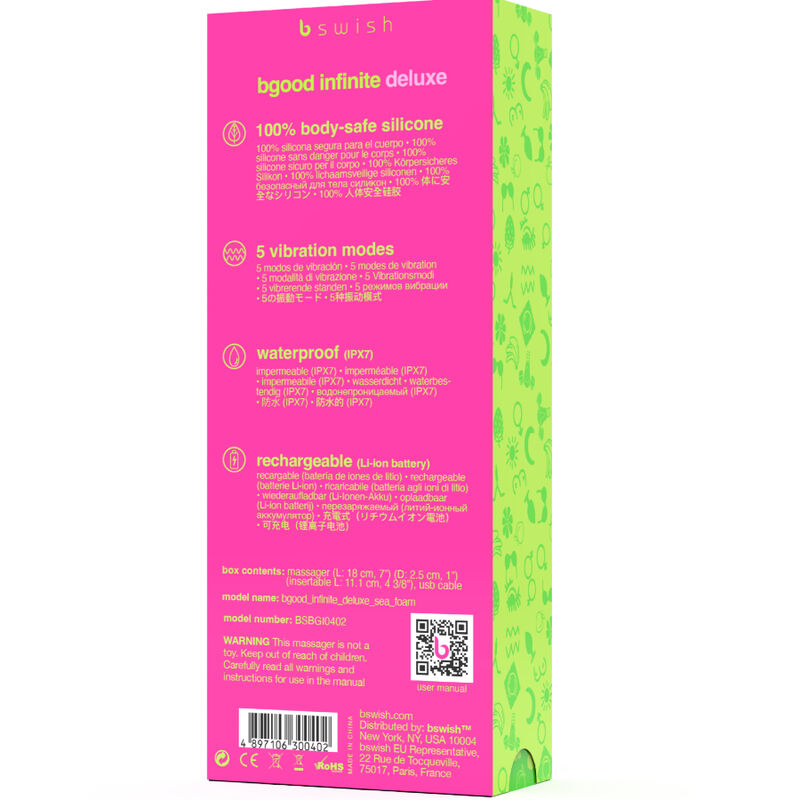 B SWISH - BGOOD INFINITE DELUXE VIBRADOR RECARGABLE SILICONA AZUL - Imagen 3
