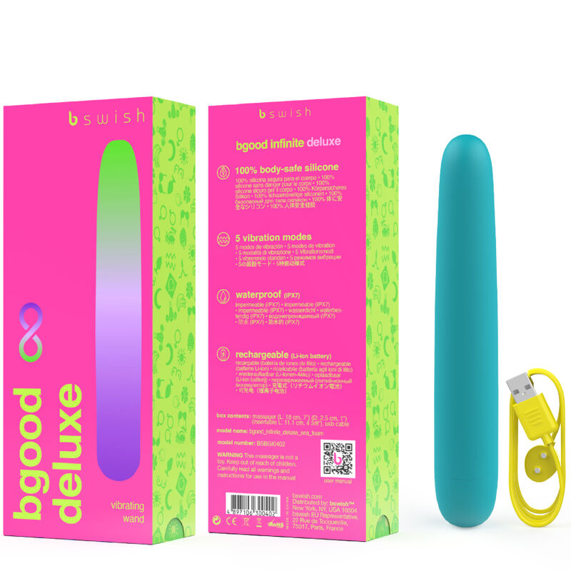 B SWISH - BGOOD INFINITE DELUXE VIBRADOR RECARGABLE SILICONA AZUL - Imagen 5