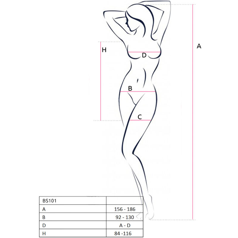 PASSION - BS101 BODYSTOCKING NEGRO TALLA UNICA - Imagen 4