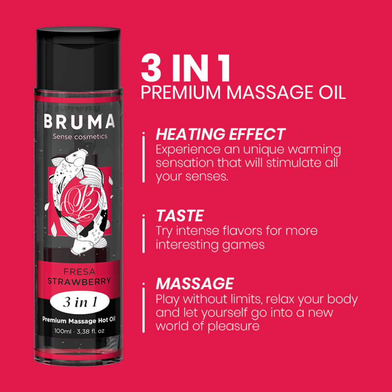 BRUMA - ACEITE DE MASAJE PREMIUM EFECTO CALOR SABOR FRESA 3 EN 1 - 100 ML - Imagen 4