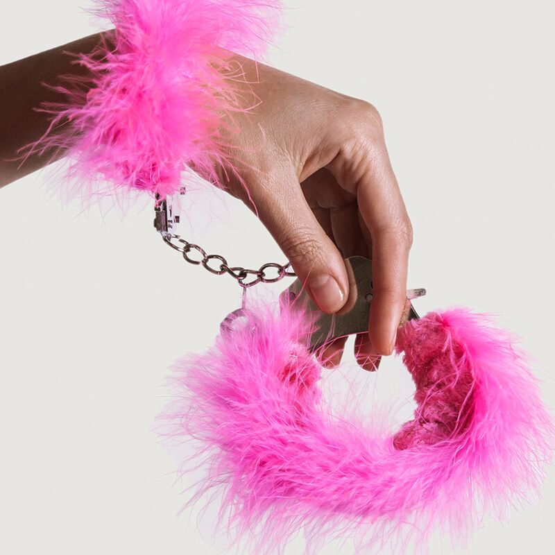 ADRIEN LASTIC - ESPOSAS METAL CON PLUMAS ROSA - Imagen 2