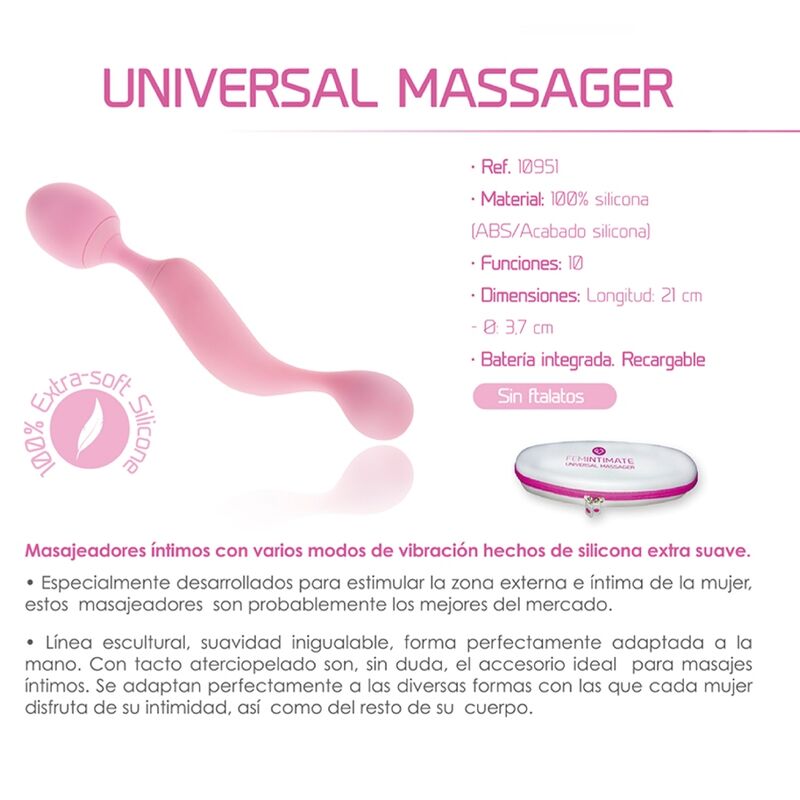 FEMINTIMATE - MASAJEADOR UNIVERSAL VIBRADOR SILICONA ROSA - Imagen 4