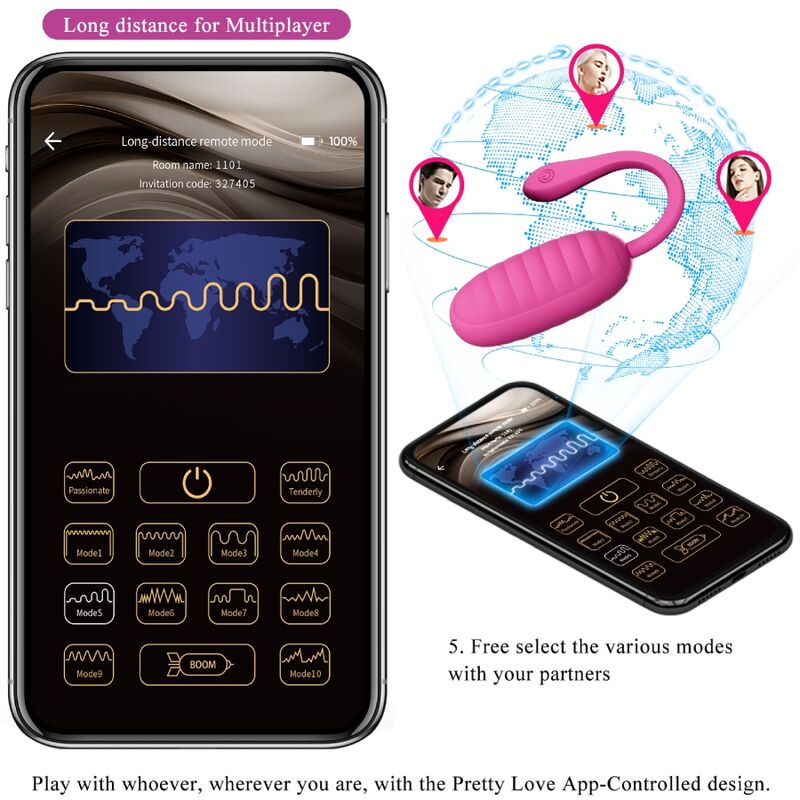 PRETTY LOVE - CATALINA HUEVO VIBRADOR RECARGABLE ROSA APP GRATUITA - Imagen 9