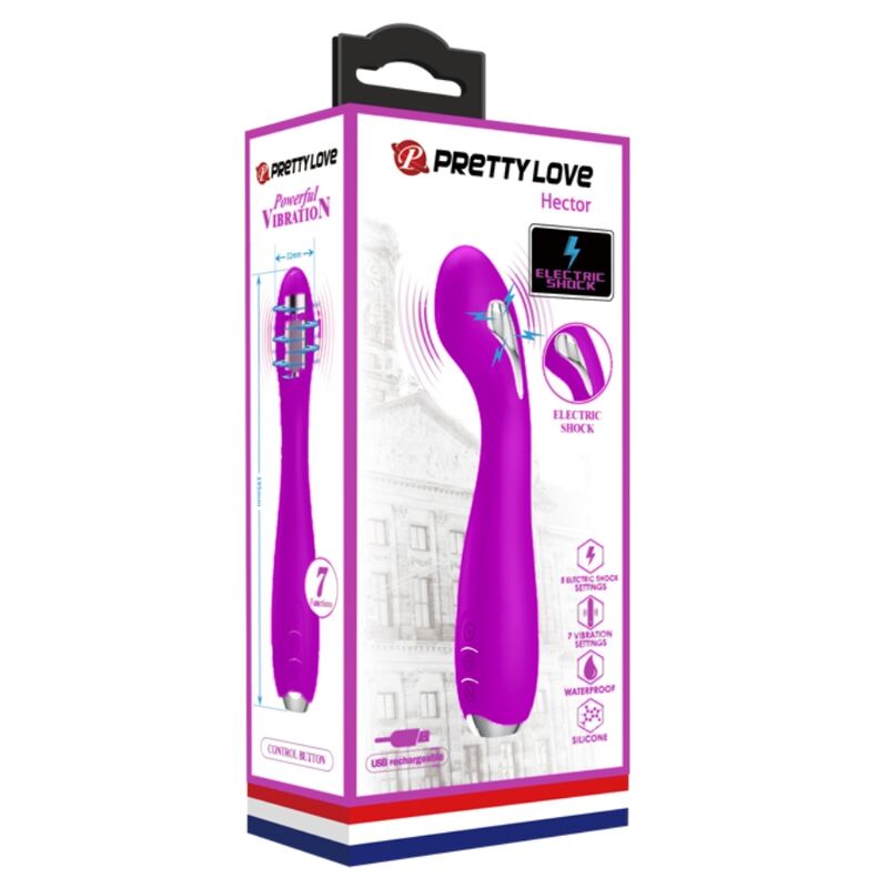 PRETTY LOVE - HECTOR VIBRADOR ELECTROSHOCK RECARGABLE & IMPERMEABLE MORADO - Imagen 2