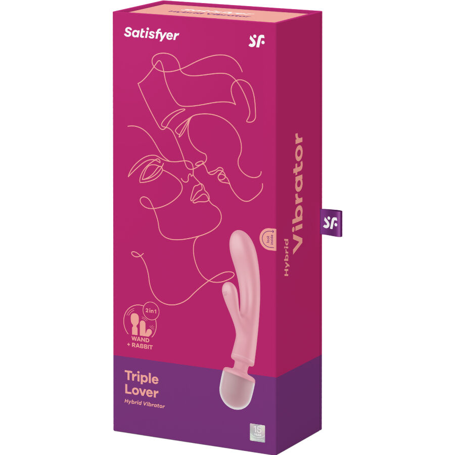 SATISFYER - TRIPLE LOVER MASAJEADOR VIBRADOR RABBIT ROSA - Imagen 2