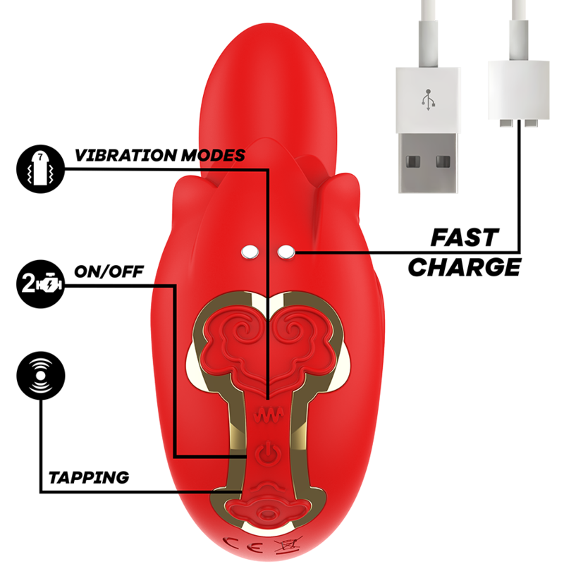 MIA - SELENA ESTIMULADOR VIBRATING + TAPPING ROJO - Imagen 5