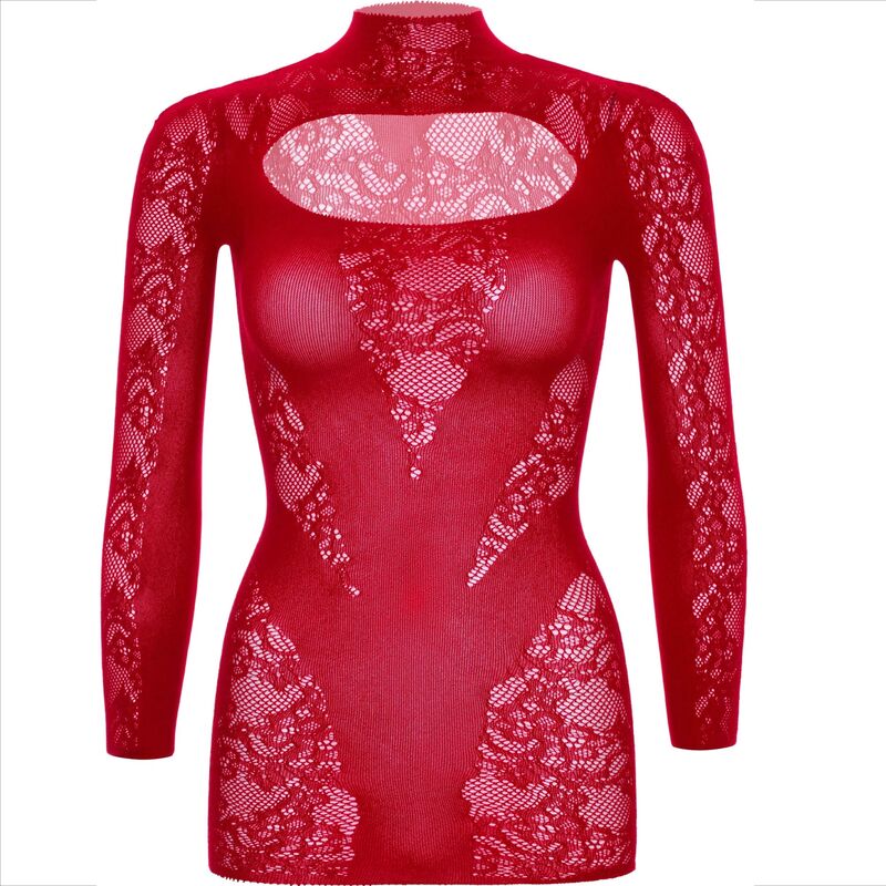 LEG AVENUE - MINI VESTIDO DE ENCAJE CON MANGA LARGA ROJO - Imagen 3