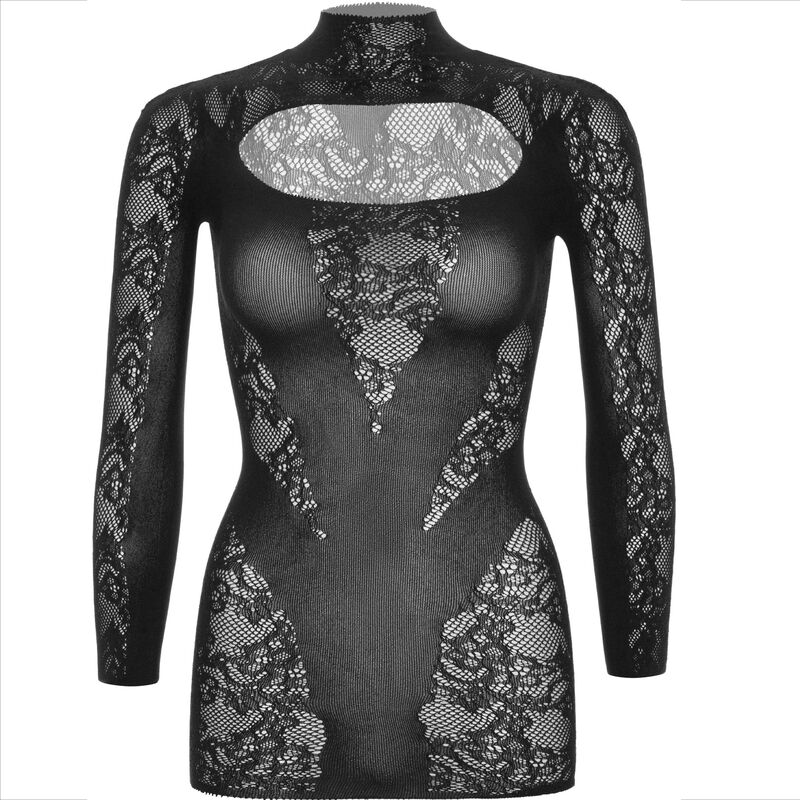 LEG AVENUE - MINI VESTIDO DE ENCAJE CON MANGA LARGA NEGRO - Imagen 9