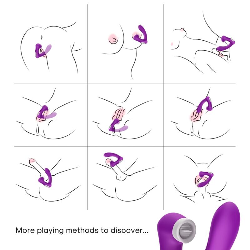 ARMONY - SECRETKISS ESTIMULADOR CON LENGUA CLITORIS & VIBRADOR CURVO VIOLETA - Imagen 4