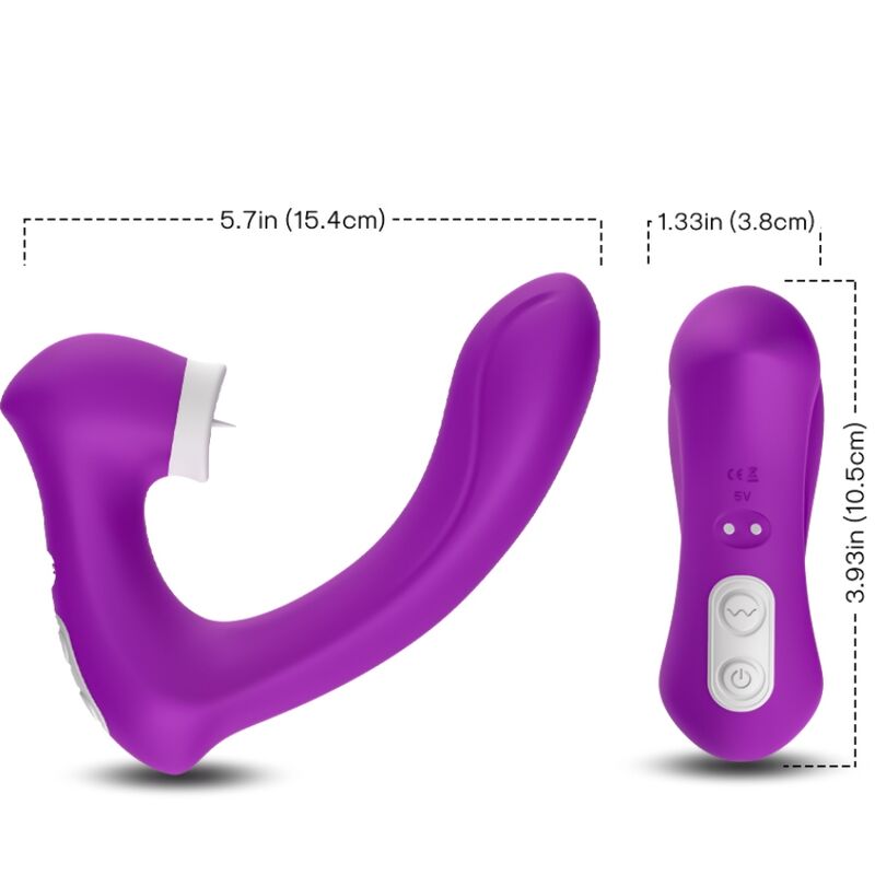 ARMONY - SECRETKISS ESTIMULADOR CON LENGUA CLITORIS & VIBRADOR CURVO VIOLETA - Imagen 3