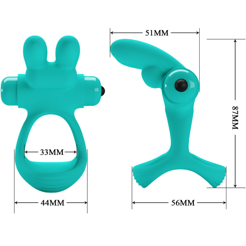 PRETTY LOVE - DANTE ANILLO VIBRADOR RABBIT VERDE - Imagen 6