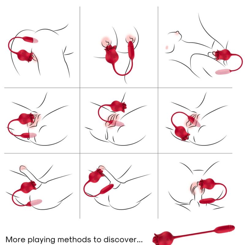ARMONY - ROSELIP ESTIMULADOR CLITORIS CON LENGUA 10 MODOS & VIBRADOR ROJO - Imagen 5