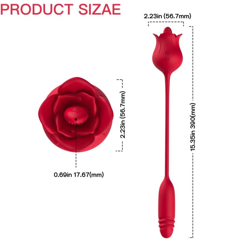 ARMONY - ROSELIP ESTIMULADOR CLITORIS CON LENGUA 10 MODOS & VIBRADOR ROJO - Imagen 3
